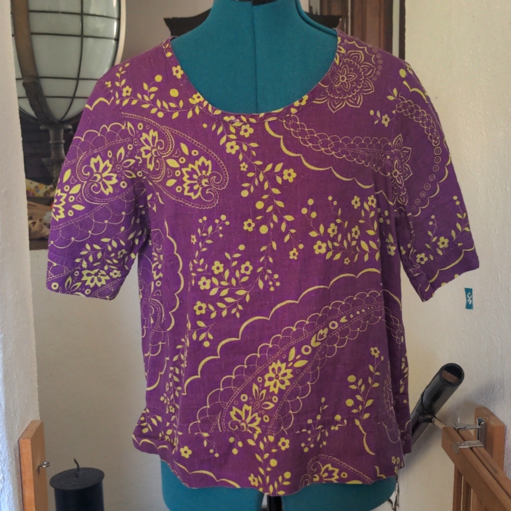 NWOT Flax Purple Green Linen Shirt